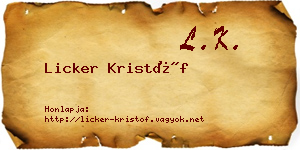 Licker Kristóf névjegykártya